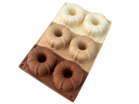 Molde silicona 6 donas con decoracion